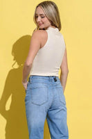 And The Why Basic Rib Cross Halter Neck Tank Top