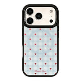 Gold-Plated Blue Lattice-Pattern Heart Magnetic-Suction Phone Case