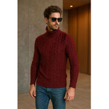 Mens Turtleneck Cable-Knit Sweater In Plus Sizes