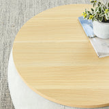 Modern Classic Round Storage Ottoman Coffee Table with Removable Top