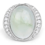 11.50 Carat Genuine Prehnite And White Topaz .925 Sterling Silver Ring