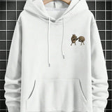 Mens Loose-fit Casual Printed Hooded Sweatshirt