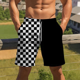 Checkered Two-tone Print Loose And Breathable Summer Shorts