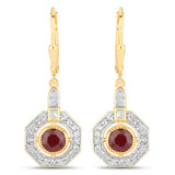 1.78 Carat Genuine Ruby and White Zircon .925 Sterling Silver Earrings