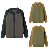 Mens Fallwinter Polo-neck Knitted Cardigan Sweater