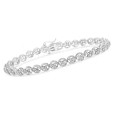 14K Rose Gold Over .925 Sterling Silver 1/4 Cttw Diamond 7" Open Circle Wheel Link Tennis Bracelet (I-J Color, I2-I3 Clarity)