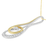 Espira 10K Two-Tone Gold Round Cut Diamond Sparkling Spiral Pendant Necklace (1/6 cttw, J-K Color, I2-I3 Clarity)
