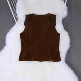 Fashionable Elegant And Sexy Olive-green Buttoned Slim-fit Cardigan Vest