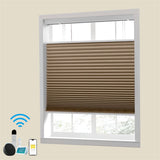 Raised Flag Day-Night Shade With Remote Control And Solar Panel-Full Blackout Motorized Shades For Home And Office-Cordless Organ Shade-Cordless Cellular Shade-Khaki