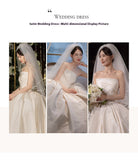Women's Satin Tube Top Simple Elegant French Style Large Tail Elegant Wedding Dress