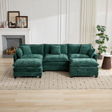 Cloud 3 Seats Sofa (Ottoman is not included) Chenille Fabric in Green