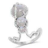 2.79 Carat Genuine Labradorite And White Topaz .925 Sterling Silver Ring