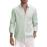 Men's Casual Digital-Print Lapel Striped Shirt