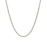 10k White Gold Solid Diamond Cut Rope Chain 1.5mm