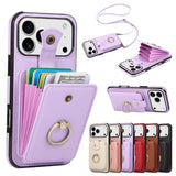 Leather Phone Case With Ring Holder And Card Slot Drop Proof Protective Case