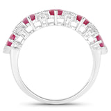 1.61 Carat Genuine Ruby and White Diamond 14K White Gold Ring