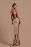Mermaid Bridesmaid Dresses For Wedding Deep V Neck Satin Prom Dress Long Formal Evening Gowns For Women