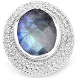 7.00 Carat Genuine Labradorite .925 Sterling Silver Ring