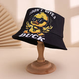 Men's And Women's Multi-purpose Printed Letter-shaped Yellow Duck Style Casual Fisherman Hat With Dual Sides, Suitable For Beer Festival Parties And Gatherings.
