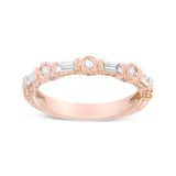 14K Rose Gold 3/8 Cttw Baguette and Round Diamond Bridal Band - (H-I Color, VS1-VS2 Clarity) - Size 6.75