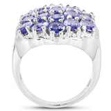 6.27 Carat Genuine Tanzanite .925 Sterling Silver Ring