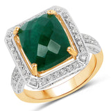 5.18 Carat Dyed Emerald and White Topaz .925 Sterling Silver Ring