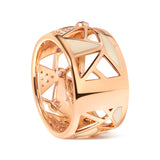 14K Rose Gold 1/3 Cttw Diamond and Pink Tourmaline Cigar Band Ring with White Enamel (G-H Color, SI1-SI2 Clarity)