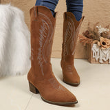 Embroidered Western-Style High-Top V-Neck