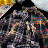 New Japanese-style Retro Color-block Design Loose-fit Shirt