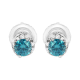 14K White Gold 1/2 cttw White and Treated Blue Round Diamond Earrings (I-J I2-I3)
