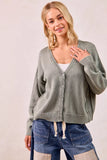 BiBi Washed Sweater V Neck Cardigan
