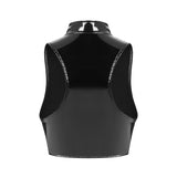 Sexy Women's Mirror Bright Leather Vest