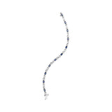 10K White Gold 5x4mm Oval Sapphire Gemstone and 1/10 Cttw Diamond Prong Set "X" Link Bracelet - Size 7" (H-I Color, SI1-SI2 Clarity)