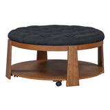 Modern Large Round Ottoman and Coffee Table 2-Tier