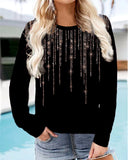Women's Long-sleeved Sweatshirt With Printed Star Pattern