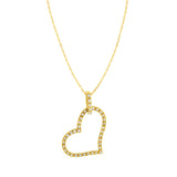 10K Yellow Gold 1/4 cttw Prong Set Round-Cut Diamond Open Heart 18" Pendant Necklace (K-L Color, I1-I2 Clarity)
