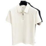 Mens Short-Sleeve T-Shirt With Turn-Down Collar And Striped Design