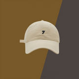 Men's And Women's Identical Embroidered Number 7 Distressed Washed Adjustable All-white Casual Minimalist Retro Baseball Cap Suitable For Daily Outings And Commuting Outfits