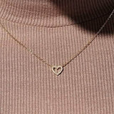 Dainty Diamond Heart Necklace Tiny Love Heart Everyday Necklace