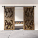 Diamond Pattern Double Door Barn Door Kit | Black Barn Door Hardware