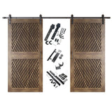 Diamond Pattern Double Door Barn Door Kit | Black Barn Door Hardware