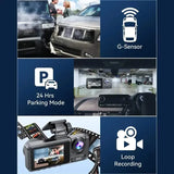 1080P Triple Dash Cam Front, Inside and Rear with 32GB Card, Night Vision, HDR & More