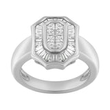14K White Gold 1.00 Cttw Baguette and Princess-Cut Diamond Cocktail Art Deco Style Ring (H-I Color, SI1-SI2 Clarity) - Size 7