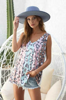 BiBi Leopard Printed Jersey Knit Color Block Sleeveless