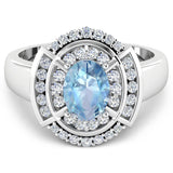 1.57 Carat Genuine Aquamarine and White Diamond 14K White Gold Ring