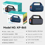 KP-865 Best-selling Wireless Bluetooth Speaker Portable Handle RGB Lighting High-quality Sound High Power In-stock Ideal For Outdoor Gatherings