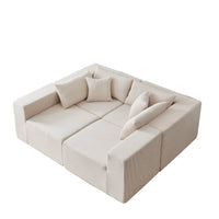 104-Inch Corduroy Modular L Shaped Sectional Sofa,Luxury Floor Couch Set,Upholstered Indoor Furniture,Foam-Filled Compressed Sofa for Living Room,Bedroom,4 PC Free Combination