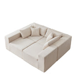 104-Inch Corduroy Modular L Shaped Sectional Sofa,Luxury Floor Couch Set,Upholstered Indoor Furniture,Foam-Filled Compressed Sofa for Living Room,Bedroom,4 PC Free Combination