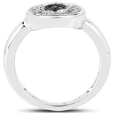 0.20 Carat Genuine Black Diamond and White Diamond .925 Sterling Silver Ring