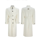 Short-pile Faux Two-piece Wool Coat Long Alpaca-blend Trench Coat